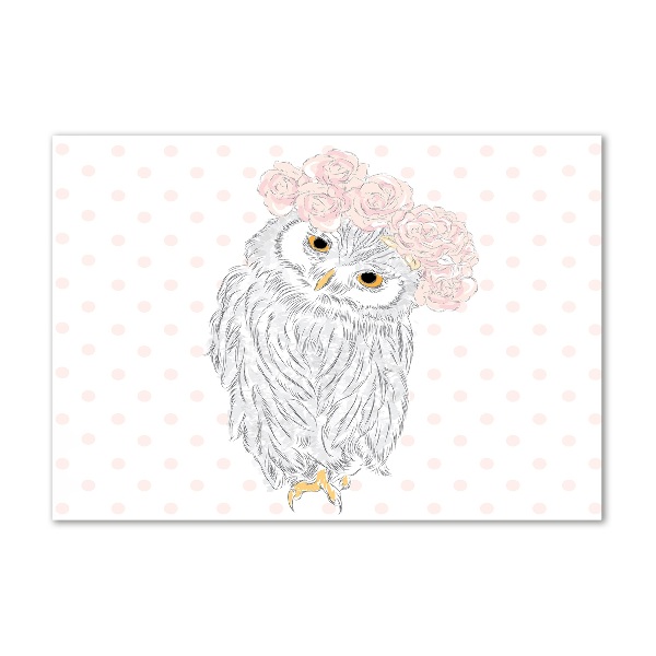 Glazen schilderij Uil in een krans