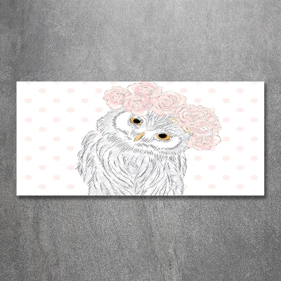 Glazen schilderij Uil in een krans