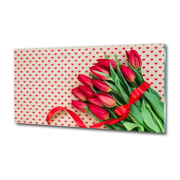 Foto schilderij op glas Hartvormige tulpen