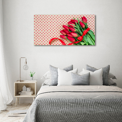 Foto schilderij op glas Hartvormige tulpen