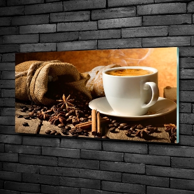 Foto schilderij op glas Koffie en kruiden