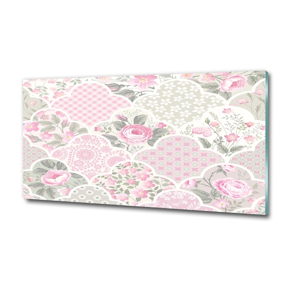 Schilderij glas Rozen en versieringen