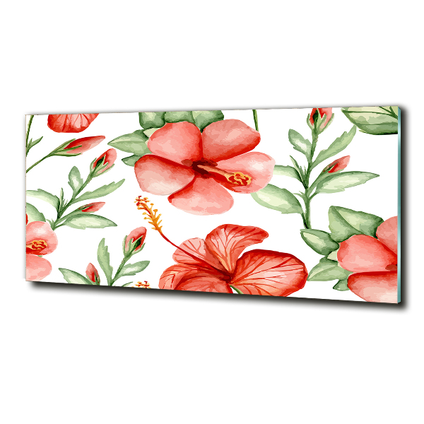 Glazen schilderij Tropische bloemen