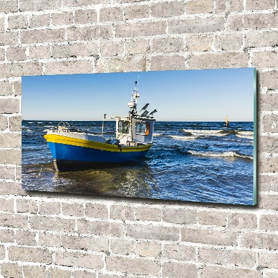 Foto schilderij op glas Een patrouilleboot op zee