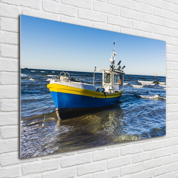 Foto schilderij op glas Een patrouilleboot op zee