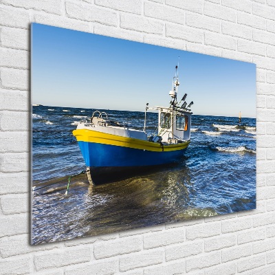 Foto schilderij op glas Een patrouilleboot op zee