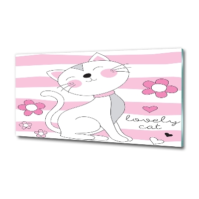 Foto schilderij op glas Witte kat