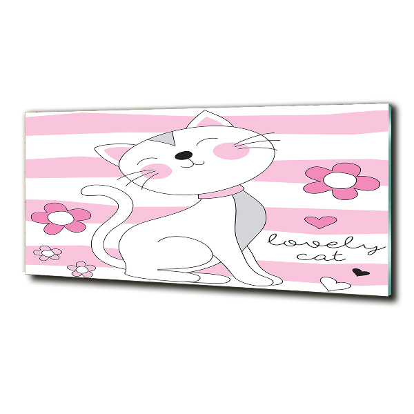 Foto schilderij op glas Witte kat