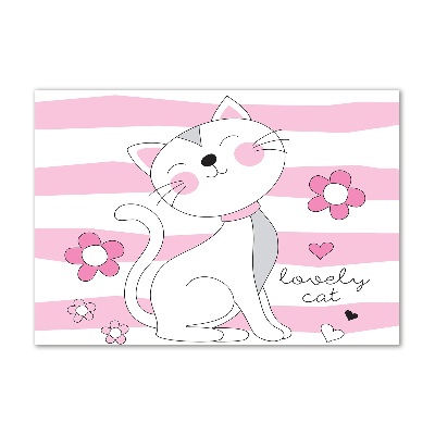 Foto schilderij op glas Witte kat