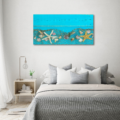 Schilderij op glas Zeesterren en schelpen