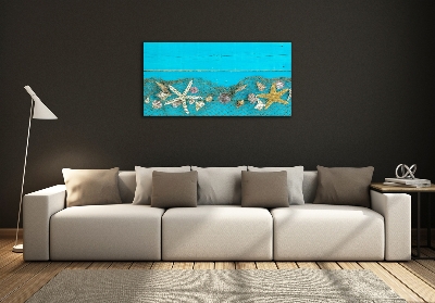 Schilderij op glas Zeesterren en schelpen
