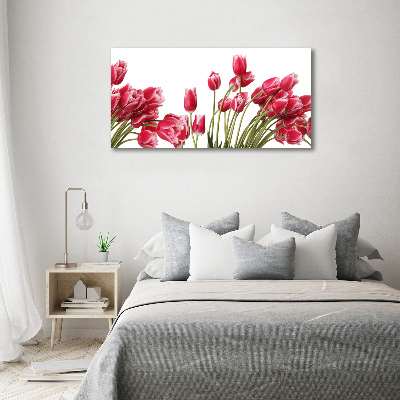 Glazen schilderij Rode tulpen