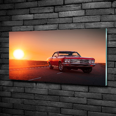 Schilderij op glas Rode auto
