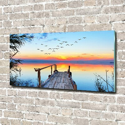 Schilderij op glas Steiger aan het meer