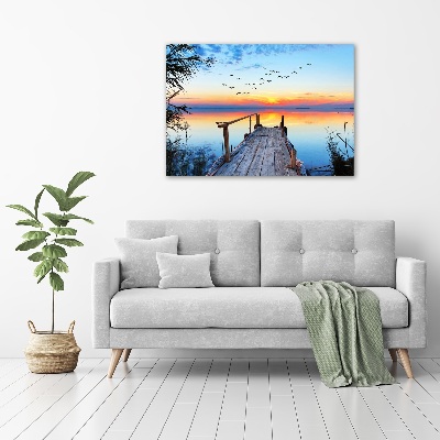 Schilderij op glas Steiger aan het meer