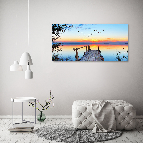 Schilderij op glas Steiger aan het meer