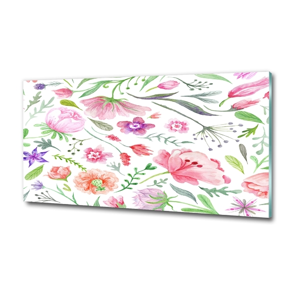 Schilderij glas Bloemenpatroon