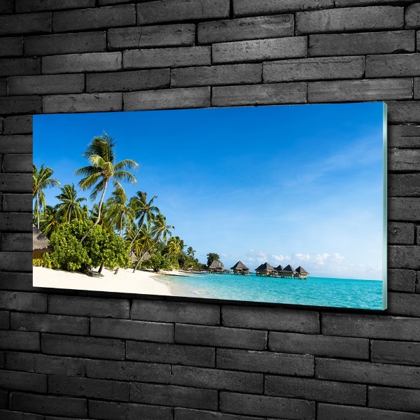 Schilderij glas Caribisch strand