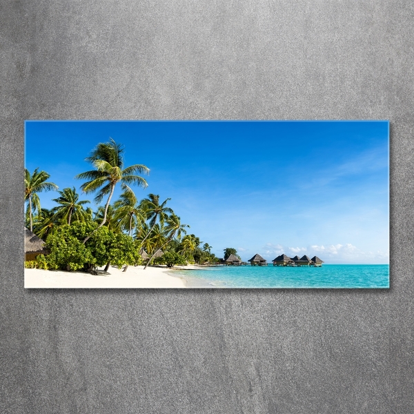 Schilderij glas Caribisch strand