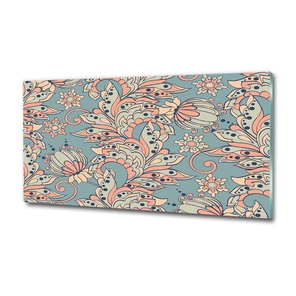 Schilderij op glas Etnische bloemen