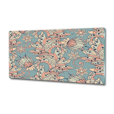 Schilderij op glas Etnische bloemen