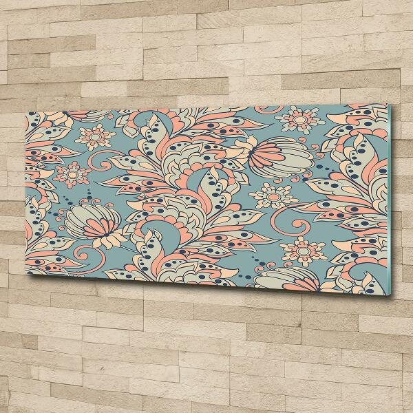 Schilderij op glas Etnische bloemen