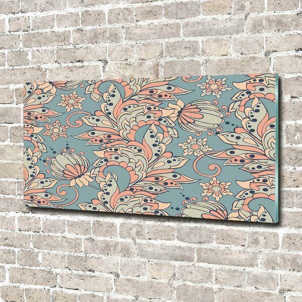 Schilderij op glas Etnische bloemen