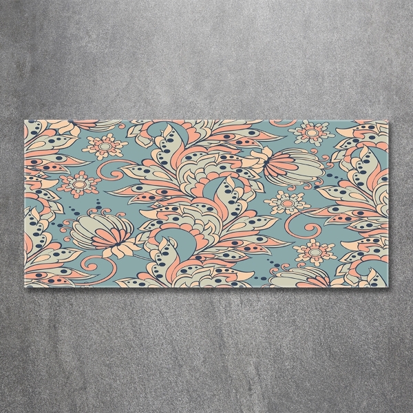 Schilderij op glas Etnische bloemen