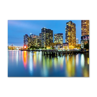 Schilderij op glas New York 's nachts