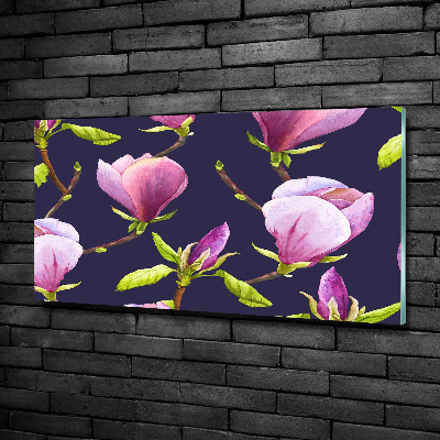 Schilderij glas Magnolia