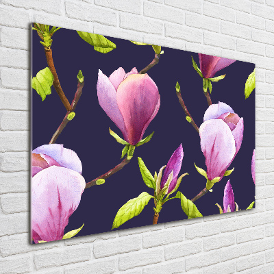 Schilderij glas Magnolia