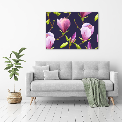 Schilderij glas Magnolia