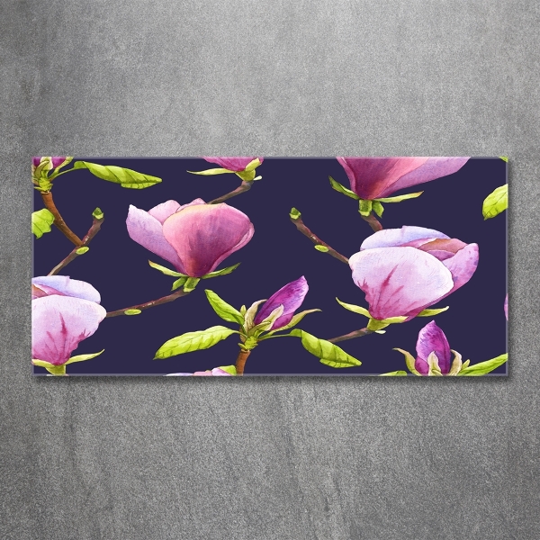 Schilderij glas Magnolia