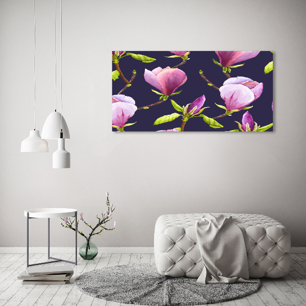 Schilderij glas Magnolia