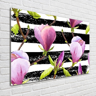 Foto schilderij op glas Gestreepte magnolia