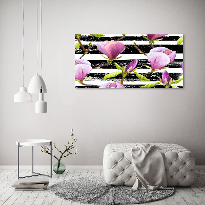 Foto schilderij op glas Gestreepte magnolia