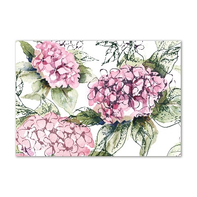 Schilderij glas Hortensia