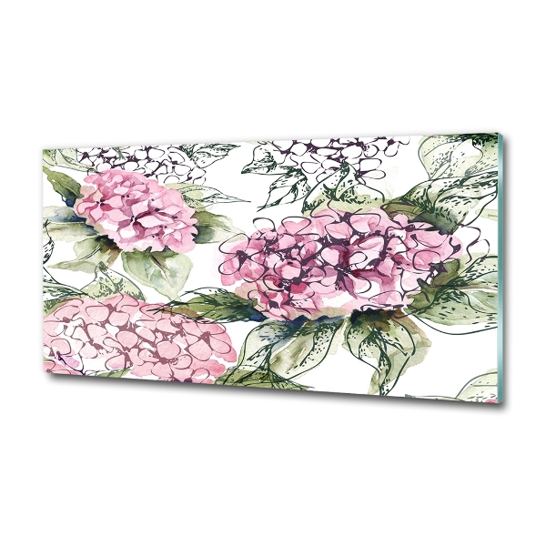 Schilderij glas Hortensia