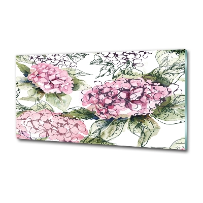 Schilderij glas Hortensia