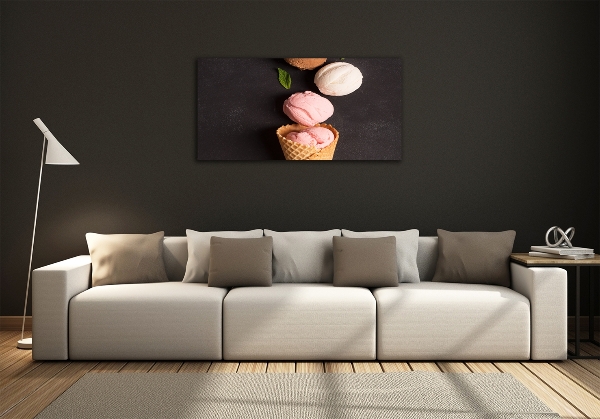 Foto schilderij op glas IJs in een wafelhoorntje