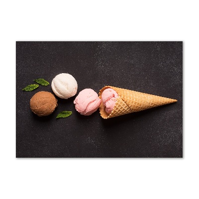 Foto schilderij op glas IJs in een wafelhoorntje