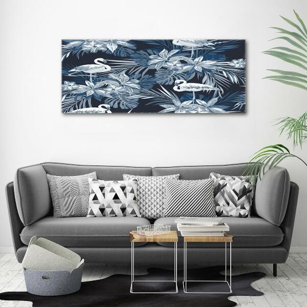 Schilderij op glas Flamingo's en planten