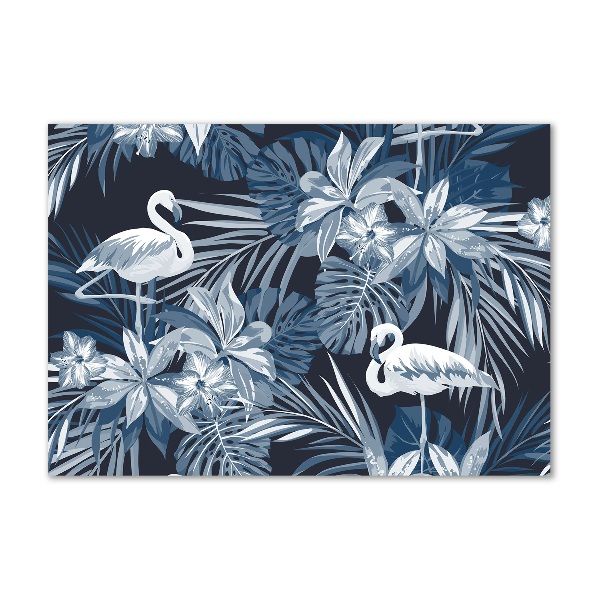 Schilderij op glas Flamingo's en planten