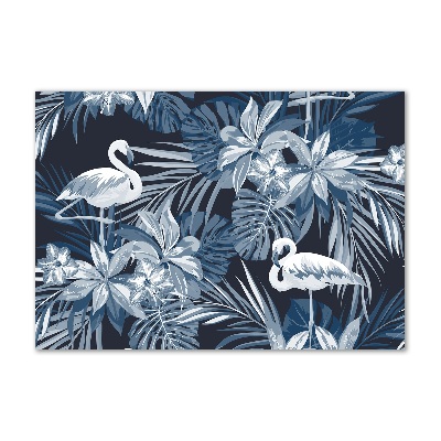 Schilderij op glas Flamingo's en planten