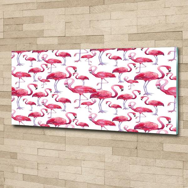 Schilderij op glas Flamingo's