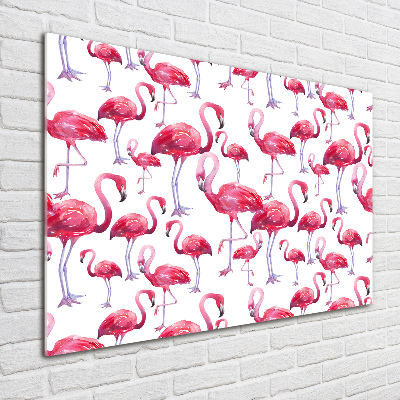 Schilderij op glas Flamingo's