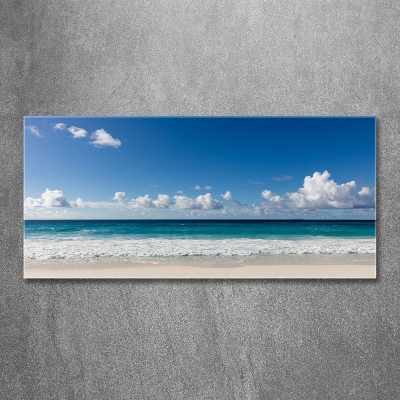 Schilderij glas Strand op de Seychellen