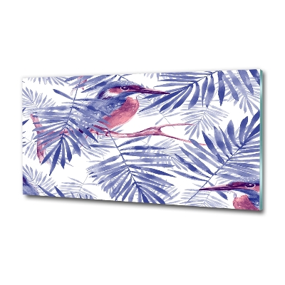 Schilderij glas Planten en vogels