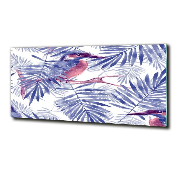 Schilderij glas Planten en vogels