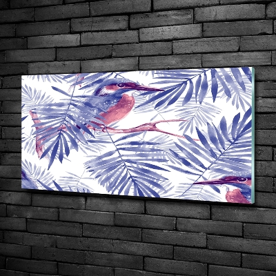 Schilderij glas Planten en vogels
